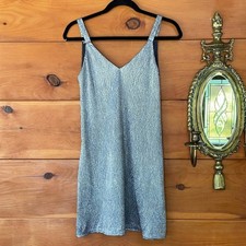 Mango Women's Silver Gray Sleeveless V-Neck Mini Dress Size XXS