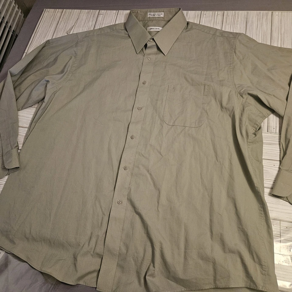 Camisa masculina Pierre Cardin extra grande com botões manga longa bolso vestido clássico - Imagem 2 de 4
