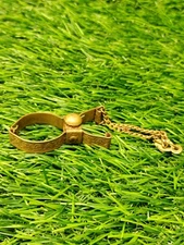 Vintage Tooled Brass Scarf Clip Sweater Clip Chain Old Clasp