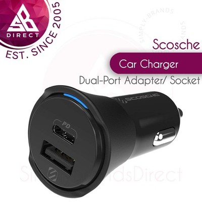Scosche Dual-Port USB Typ A & Typ C Schnell Auto Ladegerät Adapter Buchse 5W  