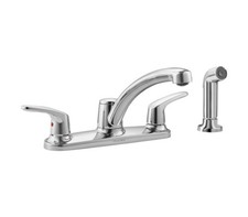 American 7074.501.002 Kitchen Faucet 8" Low-Arc 2-Lever Metal Polished Chrome