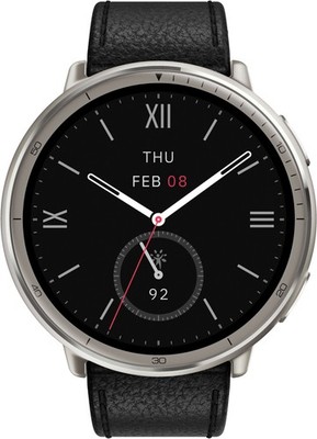 Amazfit Active 2 Premium Smartwatch Silber Schwarz Leder Schlaftracker B-WARE