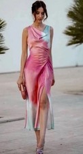 ZARA WOMAN Multicolored TIE DYE PRINT MIDI DRESS New SIZE S REF:8346/201