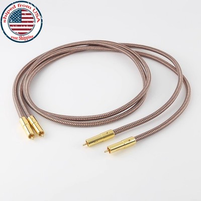 Pair HiFi Audio Cord 6N OCC Copper Wire Gold Plated Plug Interconnect RCA Cable