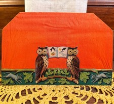 RARE NEAR MINT Antique Halloween Treat Satchel Hat w/ Owls Décor Germany 1910-14