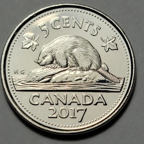 Rarer 2017 CANADA Beaver Uncirculated 5 Cent Nickel UNC