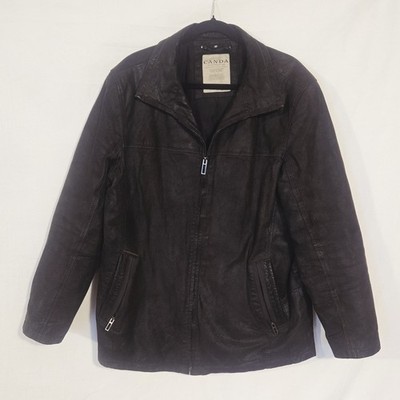 C&A CANDA Vintage Men's Dark Brown Jacket Size 52 Sueded Leather Zip Up