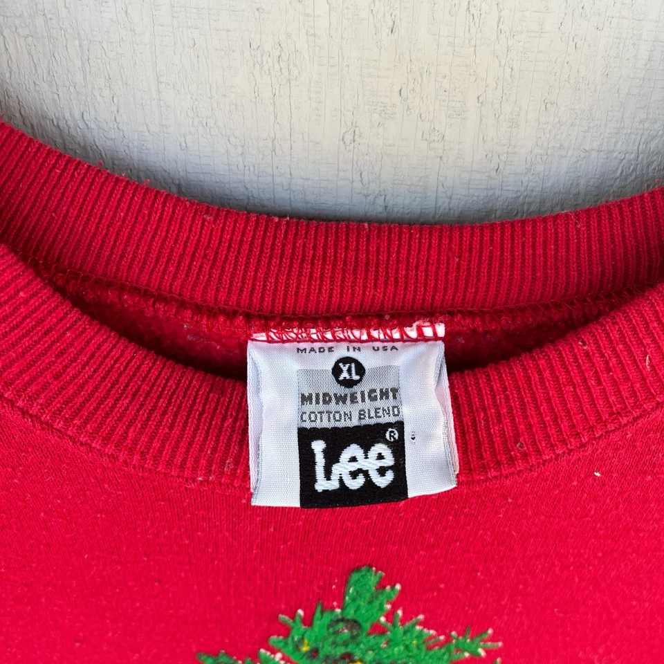 Винтажная толстовка Merry Christmas Puffy с трафаретным принтом Lee XL 1990-е - Изображение 2 из 4