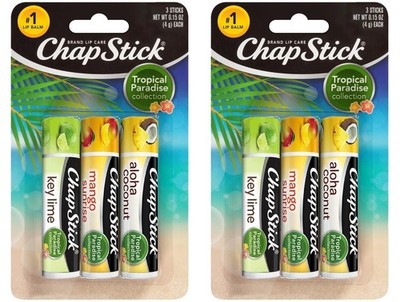 Chapstick Lip Balm Lot Of 6 Tropical Paradise Coconut Key Lime Mango 