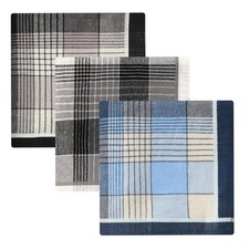 Cotton Handkerchiefs for Men 3/6-Pack Plaid Pocket Squares   Soft Classic Lar...