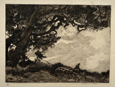Troupeau Brebis GRAVURE Eau forte GERMAINE GARCIN 1920