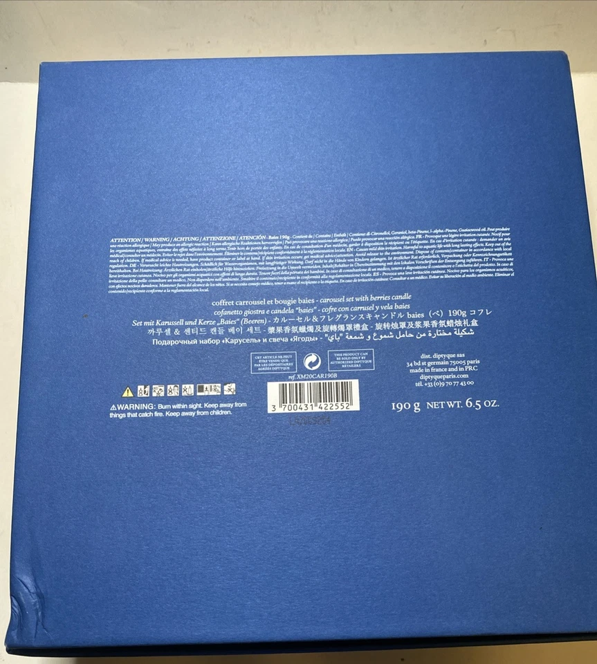 Carrusel de velas de vacaciones Diptyque 2020 Baies 6,5/190 g nuevo en caja hecho en Francia Foto 4 de 4
