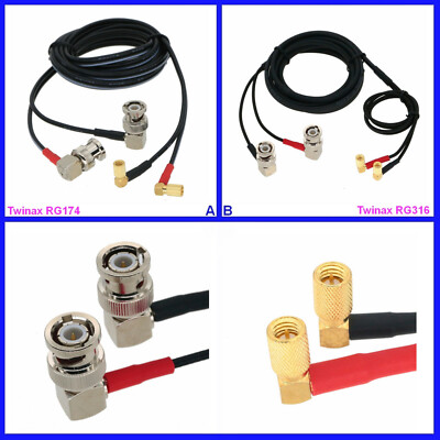 Dual RA Plug 10-32 Microdot to BNC 2~10M Cable For NDT Panametrics Krautkramer