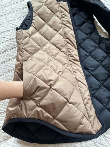Theory quilted vest taffeta poly LT Camel Brown Black Sz S down NWT - Picture 3 of 14