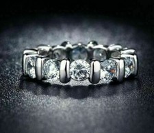 Eternity Ring 3.50Ct Diamond White Gold Finish Wedding Band Simulated Size 7.5
