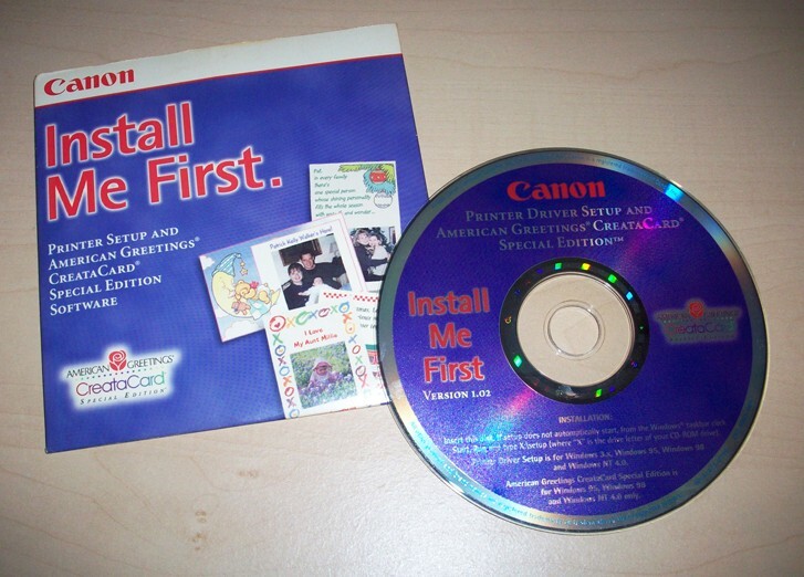 Canon BJ2010 Bubblejet Install Setup American Greetings CreatACard Software CD