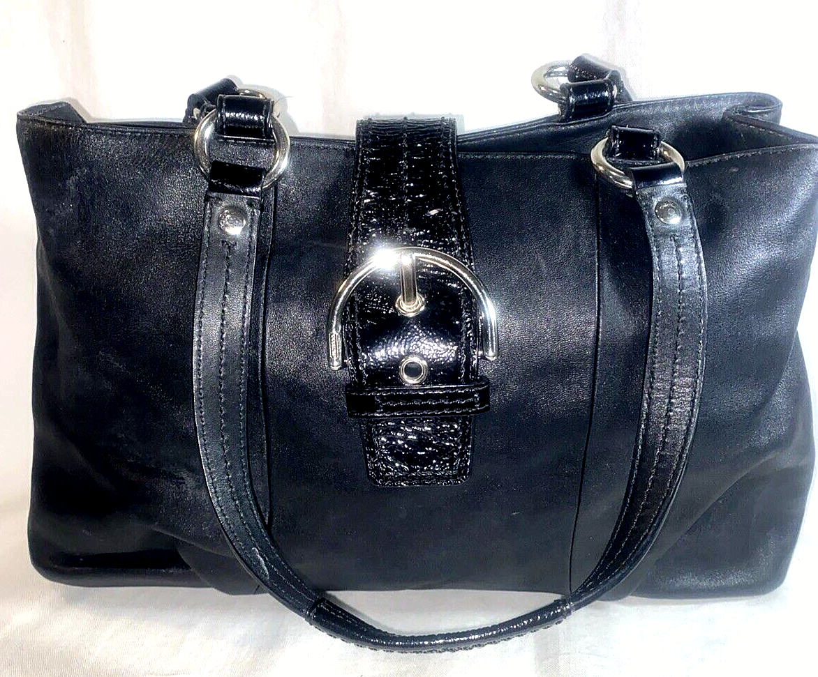 Coach Soho East West Purse Handbag Black Leather Silver
