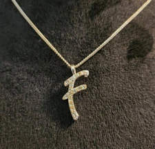 Silver and Yellow Letter "F" Necklace 17 Inches
