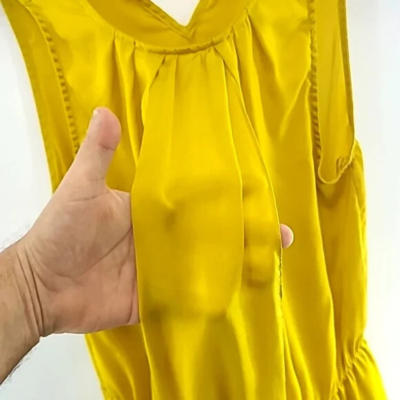 Zara Basic Yellow Sleeveless Flowy Polyester Care… - image 2