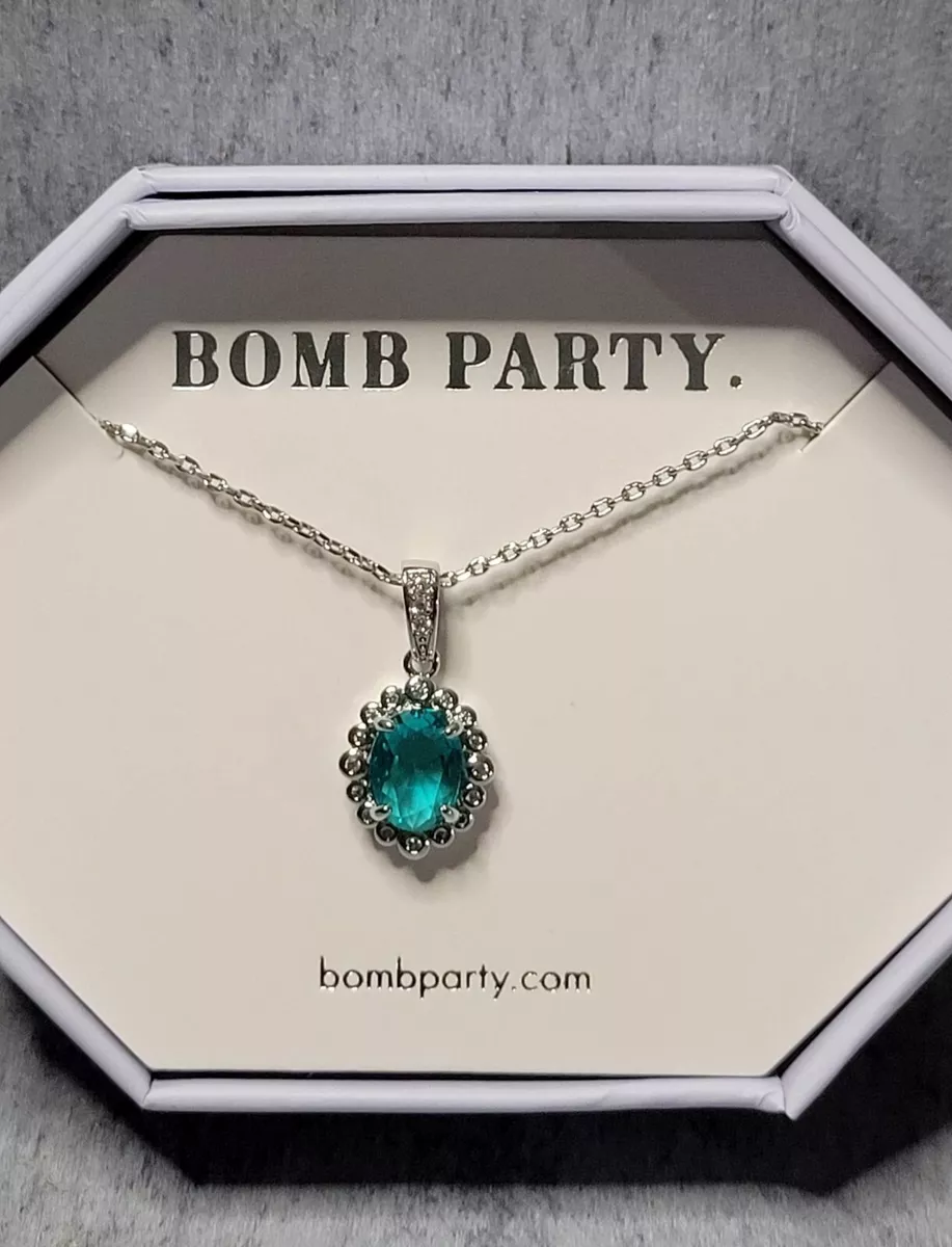 RING BOMB PARTYMY TIME TO SPARKLE NECKLACE RBP3402 LAB CREATED DK  AQUAMARINE