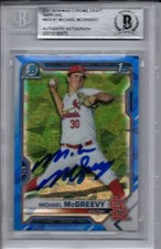 Michael McGreevy 2021 Bowman Draft Chrome Sapphire Signed Rookie Card Beckett
