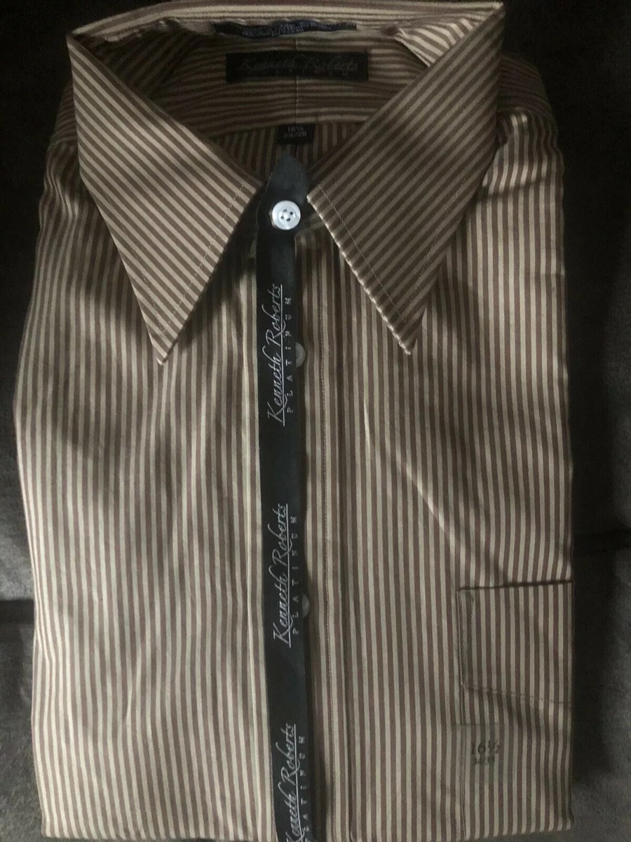 kenneth roberts dress shirts Kenneth Roberts Size 2XL-18 34/35 Platinum Blue/White Stripe Dress Shirt New