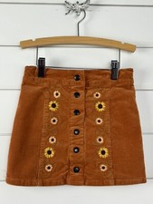 Girls GYMBOREE Sz 6 Orange Corduroy Skirt Sunflowers Autumn Harvest