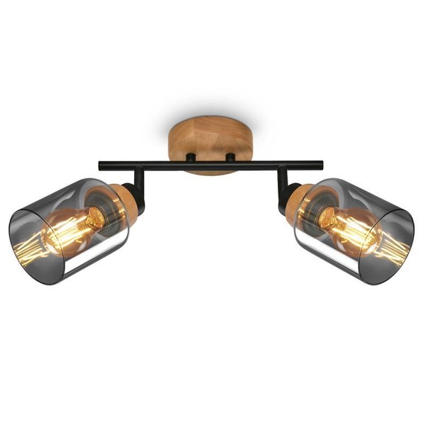 Briloner Spotleuchte Mit Holz Rauchglas 2 Flammig 2Xe27 Max.10W-image