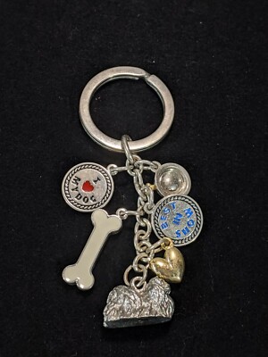 Silver Tone I Love My Dog Heart Keychain Puppy
