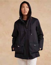 The White Company Hooded Rain Mac Jacket, Navy Blue, Uk 14, Rrp £179