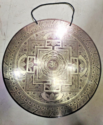 Handmade Gong 32 cm Mandala carving Tibetan Gong Meditation 7 Chakra meditation