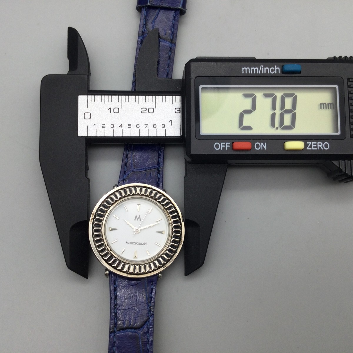 Metropolitan  Sterling Silver Ladies Watch with leather band The Metropolitan Watch Women 28mm Silver Tone Blue Leather  main image 2