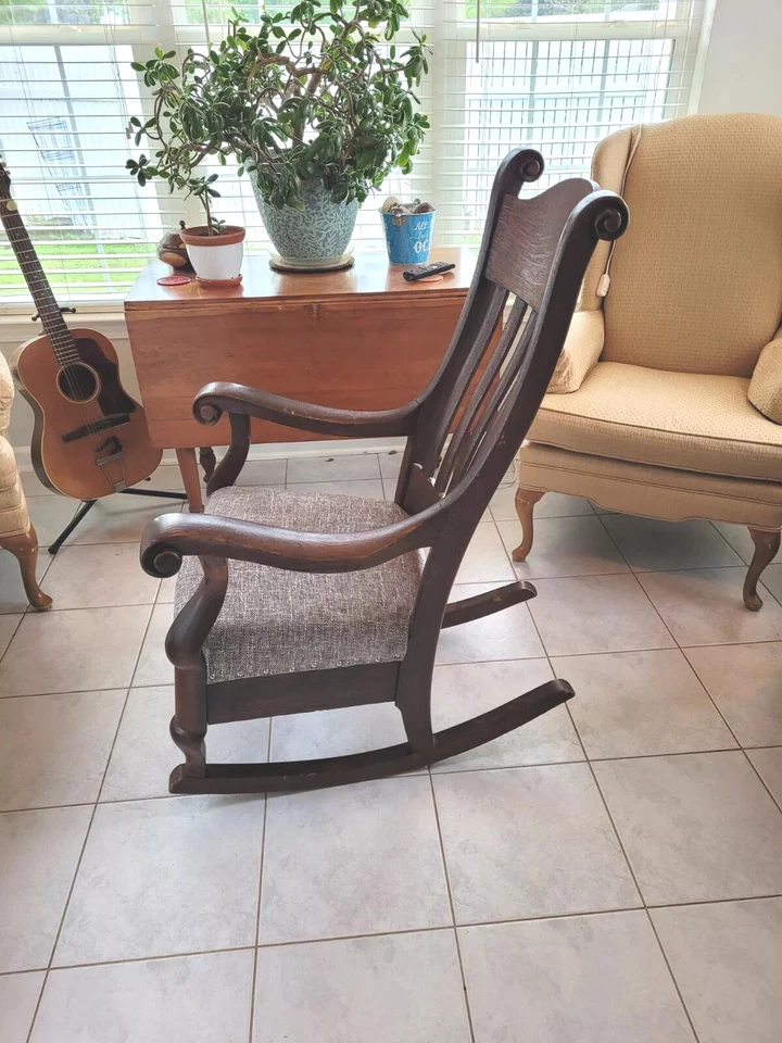 Mecedora Antigua Roble Victoriano Boston Rocker Rara Increíble De Gran Tamaño Foto 3 de 4