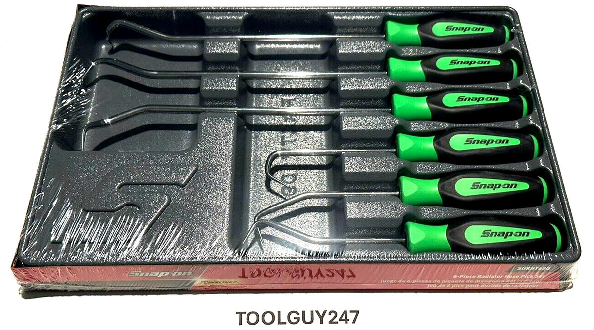 SNAP ON SGRHT6BG 6 Pc Radiator Hose Pick Set GREEN New USA TOOLS