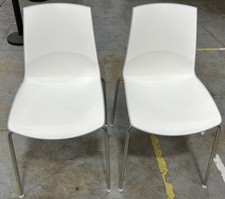 Connection Canteen/Meeting Chair With White & Grey Shell , Chrome Leg