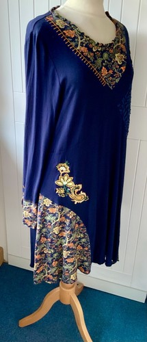 Joe browns navy floral lace embroidered jersey tunic top/dress size uk 14 - Picture 21 of 24