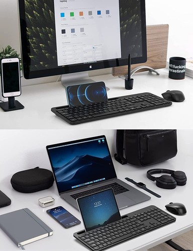 TedGem 2.4G Laptop PC TV 2-in-1 USB Ergonomic Wireless Keyboard & Mouse w Holder - Picture 5 of 11