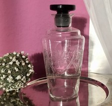 Antik markant Art D&eacute;co Karaffe Glas Karaffe ge&auml;tzt Schwarz & farblos