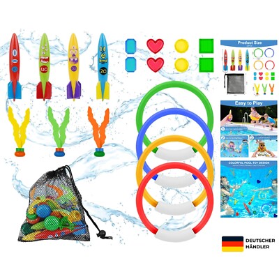 Tauchringe für Kinder, Tauchen Spielzeug Unterwasser für Kinder,Tauchringe, Stöc