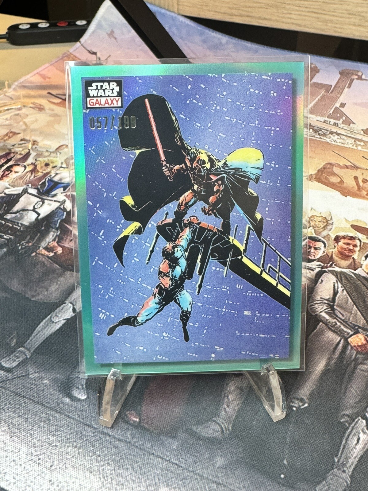 2023 Topps Chrome Star Wars Galaxy #1 Luke in Peril! Aqua /199 Darth Vader