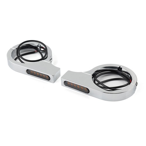 Chrome Motorcycle Fork Turn Signal Light Indicator LED Amber For Harley touring - Picture 2 of 5