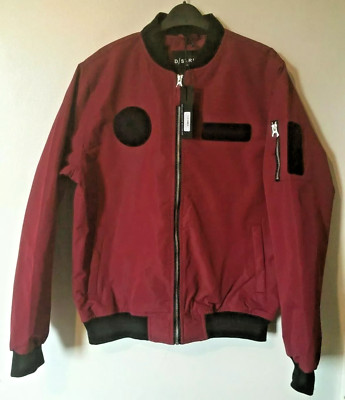D-Struct Mens Bomber Jacket Lined Zip Sleeve Pocket Sizes S-L BNWT Port/Black