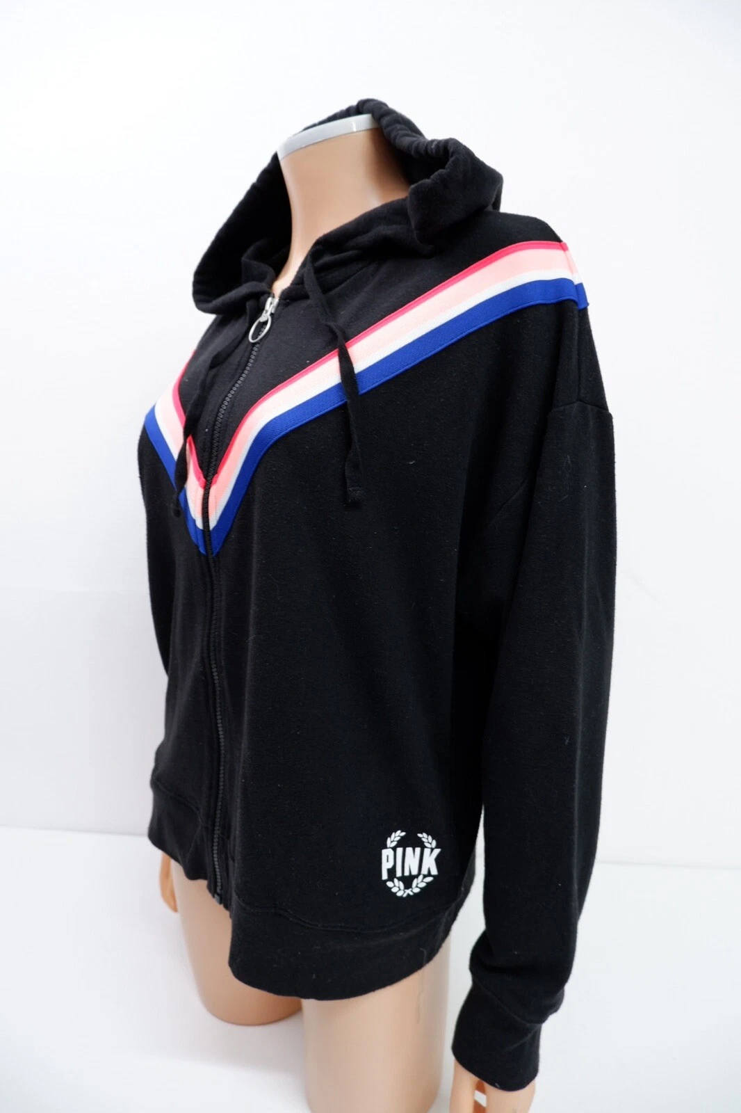 UNDERCOVER Felpa donna con cappuccio e zip intera Victorias Secret ROSA taglia S small nera