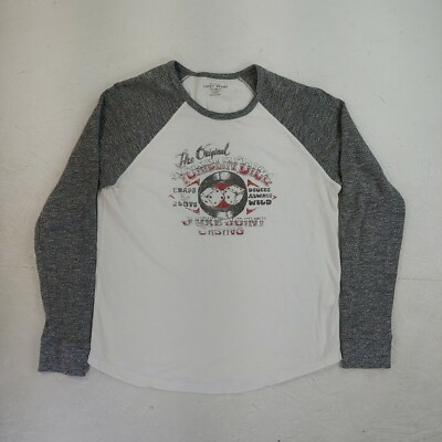 Lucky Brand t-shirt long-sleeve raglan size Large tumbling dice juke joint craps