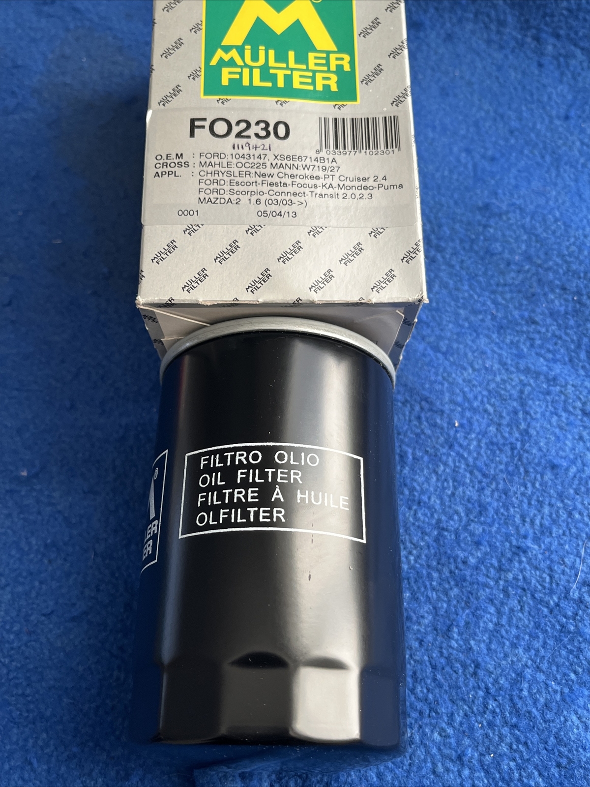 Muller Oil Filter-FORD ESCORT 1.6 1.8,XR3i 92 to 00,Fiesta Mk3 XR2i,Focus Mk1