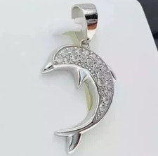 2Ct Round Cut Lab-Created Diamond Dolphin Pendant 14K White Gold Plated