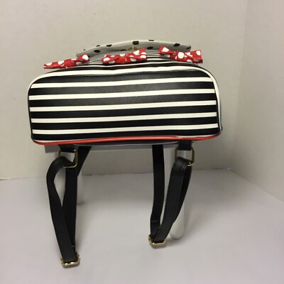Disney Parks Paris MINNIE MOUSE BACKPACK Purse Black White  display picture 3