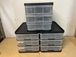 Vintage YAFFA BLOCK 3 DRAWER Black Plastic Storage Organizer Bin Cube Set Of 3