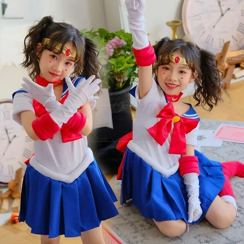 Sailor Costume Cosplay Kids Girls Dress Gloves Socks Halloween Carnival Clothing - Image 2 of 4