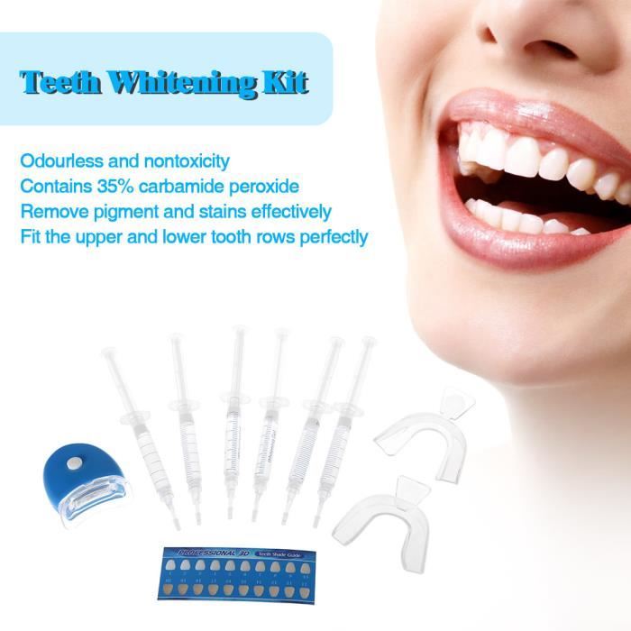 Kit blanchiment des dents pro contre le jaunissement avec lampe UV et gouttière en silicone souple